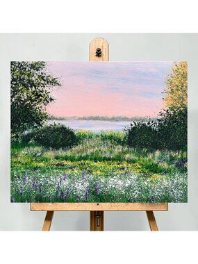 Break Of Dawn 8"x10" Original Acrylic Landscape Painting Nature Wall Art